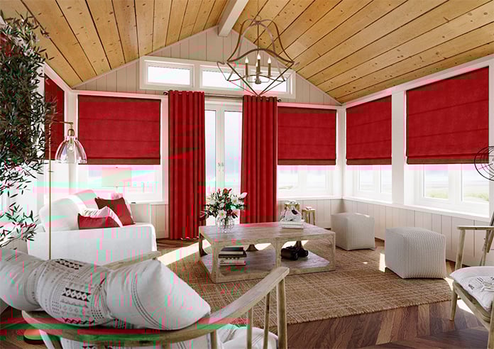 Faux Suede, Red - Roman Blind - Image 7